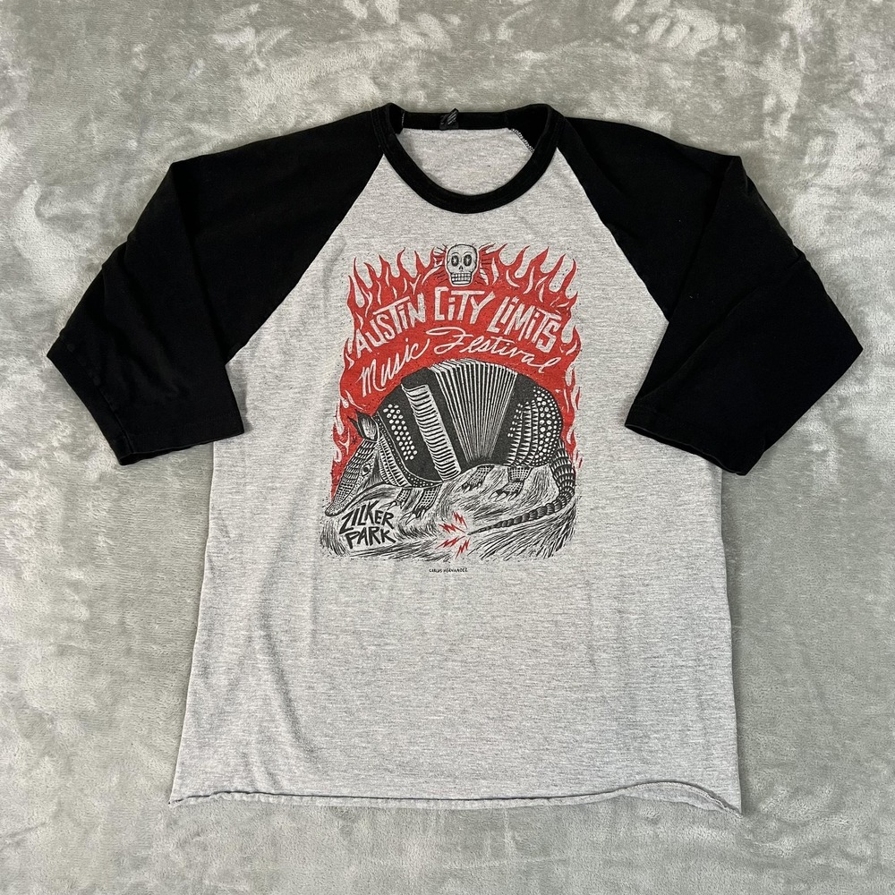 Austin City Limits Shirt Mens Medium Gray Music Festival Zilker Park Raglan Tee